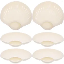 Set di stoviglie 6 pezzi Piatti piani quadrati Scomparto per salsa di gnocchi Patate fritte Piattino per aceto Piatti da portata Vassoi Piatto bianco