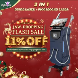 Multi-funkcja 2 w 1 Profesjonalny usuwanie włosów Diode Diode Laser Tattoo Pigment Maszyna Picosekundowe urządzenie laserowe 4500 W