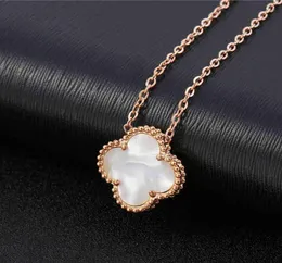 Wholale Ladi Clover Shell Pendant Stainls Steel 18K Rose Gold Women Necklace4516891