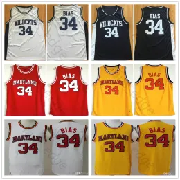 NCAA 1985 Maryland Terps #34 College Basketball Jersey Vintage Len Bias Northwestern Wildcats High