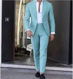 Abiti da uomo su misura blu smoking da sposo con un bottone tacca bavero testimoni dello sposo matrimonio/ballo di fine anno/cena uomo blazer sposo 2 pezzi (giacca + pantaloni + papillon) L651