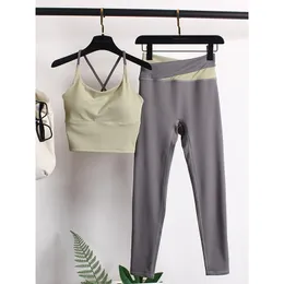 AL0LULU con logo Set di abbigliamento da yoga Reggiseno sportivo da donna Pantaloni da yoga da corsa