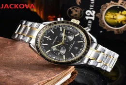 Top quality Men Watch Full Function Stopwatch Famous classic designer Luxury Quartz Movement Automatic Date Men Gold Wristwatch5794680