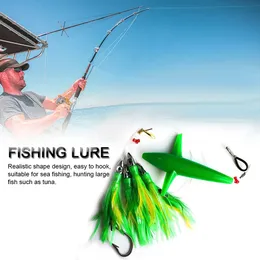 Baits Lures Jigs Fish Lure With Stainless Steel Hook Feather Trolling Skirt Rigged Tuna Lure With Bird Teaser High Quality 231130