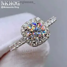 Anéis de banda Real Moissanite 925 Sterling Silver Ring For Women Square Round 1CT 2CT 3CT brilhante Diamond Finger Band Jóias de casamento Giftl231201