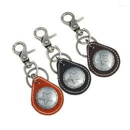 Keychains Star Keychain Leather Vintage Punk Key Chain For Unisex Metal Five Pointed Pendant Bag Accessories Fashion Car Keyring Gift