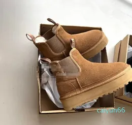 Sapatos femininos castanha preta chelsea bota de neve plana inverno comfprt bota feminina tênis putdoor