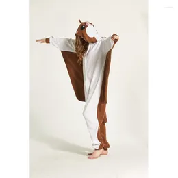 Women's Sleepwear Brown Flying Rat Animal Pajama Onesie Hoodie For Adult Women Men Pyjama Pijama Halloween Holiday Fleece Full Length