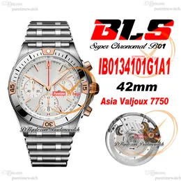 BLS Chronomat B01 ETA A7750 Автоматический хронограф Мужские часы Двухцветный розовое золото Серебряный циферблат из нержавеющей стали Rouleaux Bracele IB0134101G1A1 Super Edition Puretime 9
