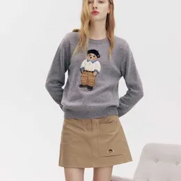 Kadın Sweaters Tw Little Bear Academy Style Karikatür Sevimli Dış Giyim Gevşek Yuvarlak Boyun Kazak Kazak Kadınlar TTKWI