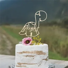 Ferramentas de bolo Personalizado Nome do bebê Aniversário Dinossauro Bolo Topper Madeira Acrílico Personalizado Nome das Crianças Chuveiro Decoração Decoração Suprimentos de Cozimento 231130