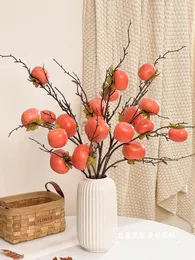 Fiori decorativi Cachi Ruyi imita la disposizione dei fiori di frutta Soggiorno Ingresso Tavolo da pranzo Ornamenti