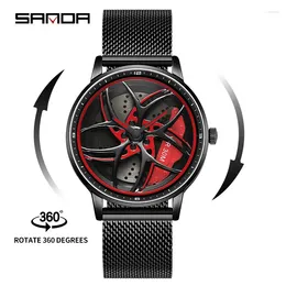 ساعة معصم Sanda P1091 الأصلي 3D Car Rim Man Watch Super Wheel Watches Quartz Movement
