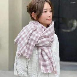 Scarves Thickened Trendy For Girls Imitation Cashmere Plaid Female Korean Long Shawls Women Winter Grid Wraps Knitted