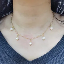 Tartışmalar Doğal İnci Ceza 14K Altın Dolu Kolye El yapımı Collier Femme Perle Yakası Mujer Perla Boho