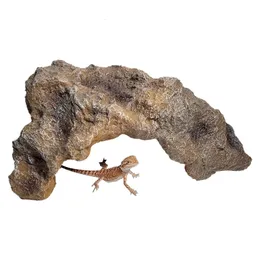 Sürüngen Malzemeleri Balık saklıyor Kaplumbağa için Kaya Mağarası Akvaryumu Habitat Habitat Barınak Dekorasyonları Kertenkele Terrarium Orname T84E 231201
