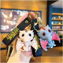 Novelty Games Cute Anime Keychain Charm Key Ring Fob Pendant Lovely Imp Doll Couple Students Personalized Creative Valentines Day Gift Dhvcw