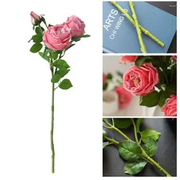 Dekorative Blumen, 3 Köpfe, künstliche Blumen, Tischdekoration, 52 cm, roter Samt, Emulational Rose, Austin Silk Home