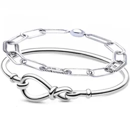 Bracciale originale Chunky Infinity Bangle Me Link catena serpente modello bracciale in argento sterling 925 adatto per gioielli fai da te con perline europee 231201