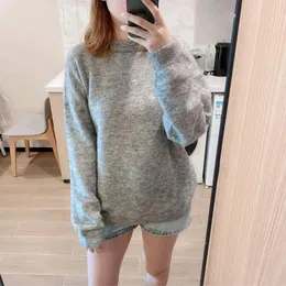 Women's Sweaters Rowling Chic Solid Mohair Wool Sweater Woman Rouned Neck Long Sleeve Pullovers Casual Vintage Classic Office Lady Tops