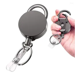 Card Holders Retractable Pull Badge Reel Black Metal ID Lanyard Name Tag Holder Reels Fashion Belt Key Ring Chain Clips