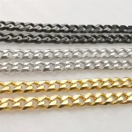 Lotto 5 metri alla rinfusa 5MM nero argento oro acciaio inossidabile Curb Link Chain risultati gioielli marcatura collana fai da te braccialetto1780