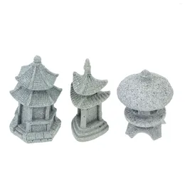 Dekoracje ogrodowe 3PCS Miniaturowa dekoracja japońska pagoda Lantern Statue Zen Ozdoby medytacyjne dla patio Bonsai