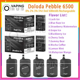 Autentica sigaretta elettronica DOLODA Pebble 6500 Puff monouso Bobina a rete preriempita da 13 ml Batteria da 500 mAh 10 gusti Puff 6500 Dispositivo vaporizzatore Kit vapore