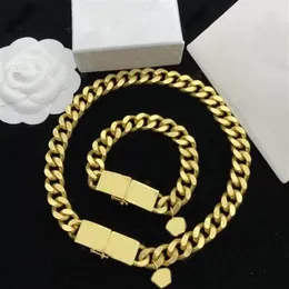 Fashion gold Charm Link Necklaces Chokers for women mens Party jewelry for Couples Lovers engagement gift with box193D