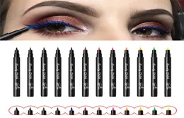 12 colors Eyeliner Makeup Waterproof Neon Colorful Liquid Eyeliner Pen Make Up Comestics Longlasting Black Eye Liner Pencil Makeu9179329