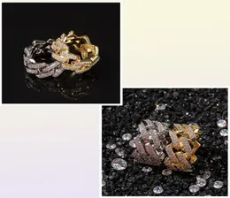 Mens 2 Row Cz Bling Cuaban Rins Rings Gold Iced Out Ring Cuban Micro Pave cubic zirconia trend trend hiphop 7741069