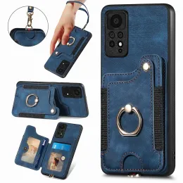 Étui portefeuille en cuir à rabat avec plusieurs fentes pour cartes, étui avec anneau pour Xiaomi Redmi Note 12 Pro 5G 11 11S 11T 10 9, support magnétique