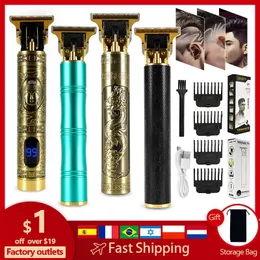 Hair Trimmer Electric Clipper Man Lcd 0 mm golarka dla mężczyzn Profesjonalna broda ładowna maszyna do cięcia T9 USB 231201