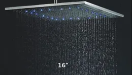 New Arrival Stainless Steel304 16 Inch Brushed Nickel Overhead LED Rainfall Shower Head BD0173284297