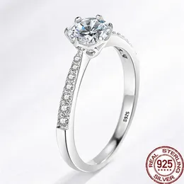 Artigli di fidanzamento in cristallo Anelli di design Argento sterling massiccio 925 6mm CZ Anelli di diamanti Matrimonio Fine Jewerly per le donne XR365235Z