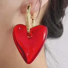 Dangle Earrings HANGZHI 2023 Red Heart Drop For Women Personality Very Large Hoop Women's Party Jewelry Gift