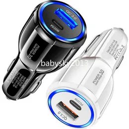 Fast Quick Dual Ports USB C Car Charger 38W 20W 30W PD Type-C Car Charger Potable Power adapters For Iphone 13 14 15 Samsung Htc lg B1