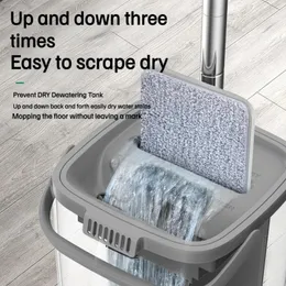 Mops 2023 Latest Mop Set Hands Free Wash Cleaning Tools Floor Cleaner Microfiber With Bucket Kitchen Clean Flat Squeeze 231130