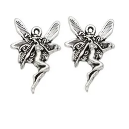 200 Stück Legierung Engel Fee Charms Antik Silber Charms Anhänger für Halskette Schmuckherstellung 21x15mm234N