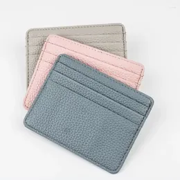 Card Holders Cross-border Simple Leather Sleeve Lychee Print Creative Change Bag Large Capacity Mini Light Business