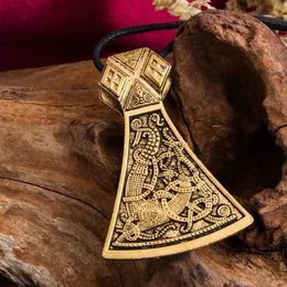 JF084 Viking Axe Necklace Norse Engraved Special Symbol Pattern viking Amulet Pendant Vintage Necklaces Women Jewelry189Q