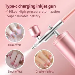 Face Care Devices Airbrush Nail Manicure 180kpa 2 Speeds Oxygen Injector for Nails Art Tattoo Craft Cake Air Spray Gun Mist Sprayer Machine 231130