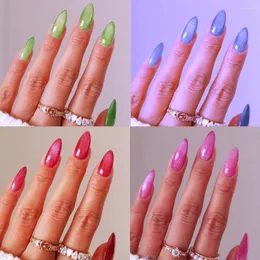 False Nails Super Flash Fake Accessories Cat Eyes Glitter Designs French Almond Tips Faux Ongles Press On Acrylic Nail Supplies
