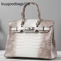 Himalayans Handbags Genuine Leather Birkinnss Bag Tote White Luxury Pure Handmade Highgrade Crocodile Skin Female Zc Original Logo