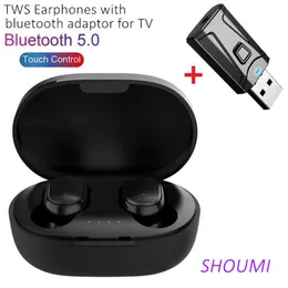 TWS Wireless Earphones Sports Waterproof Bluetooth Earbuds USB TV Adaptor Use For TV Sport with Mic Touch Control TWS Headset A6