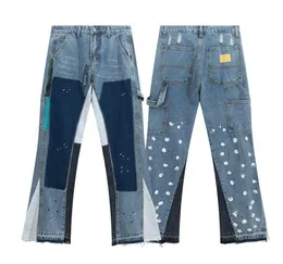 Marca de moda designer calças gallxxyed retalhos jeans men039s e women039s tinta salpicos lavagem micro calças casuais 6584670