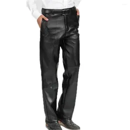 Herrenhose Herren Herbst Winter Samt Pu Verdickung Hohe Taille Gerade Hose Männlich Casual Leder Warm Wasserdicht