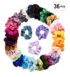 36 colors Solid Lady Hair Scrunchies Ring Elastic Hair Bands Pure Color Bobble Sports Dance Velvet Soft Charming Scrunchie Hairban4475632