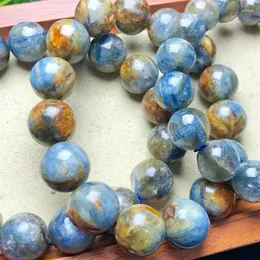 Link Bracelets Nature Kyanite Healing Energy Cyanite Bracelet Polished Crystal Beads Bangle Pulsera Women Jewelry 1pcs 12/14mm