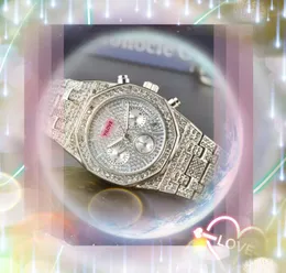 Populär automatisk kvartsrörelse Big Designer Watches 42mm rostfritt stål Rem diamanter ringer sex stiches working Men Business Watch Gifts Casual Armband